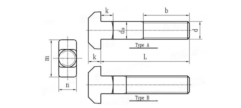 T-shaped square neck bolts DIN 186 T-shaped square neck bolts DIN 186